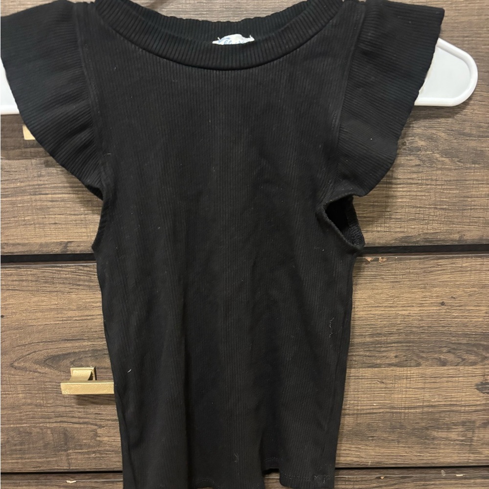 Francesca's Collections Black Ruffle Tank Top